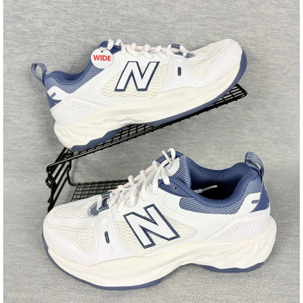 New Balance Fresh Foam X 1007 Tennis Sneakers Womens 7 W White Blue Pickleball